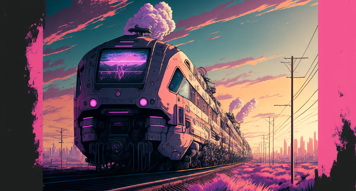 Illustration de train généré par MidJourney